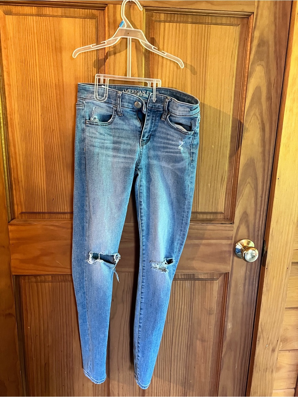 American Eagle Outfitters Blue Ripped Skinny Jeans